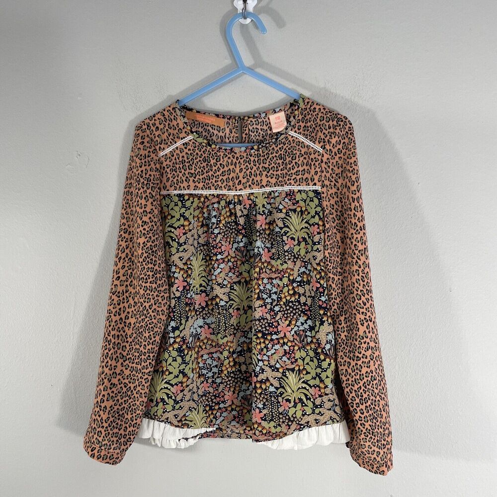 Scotch N Soda Scotch R'Belle Girls Sz 6 Floral Animal Print Peasant Blouse Top